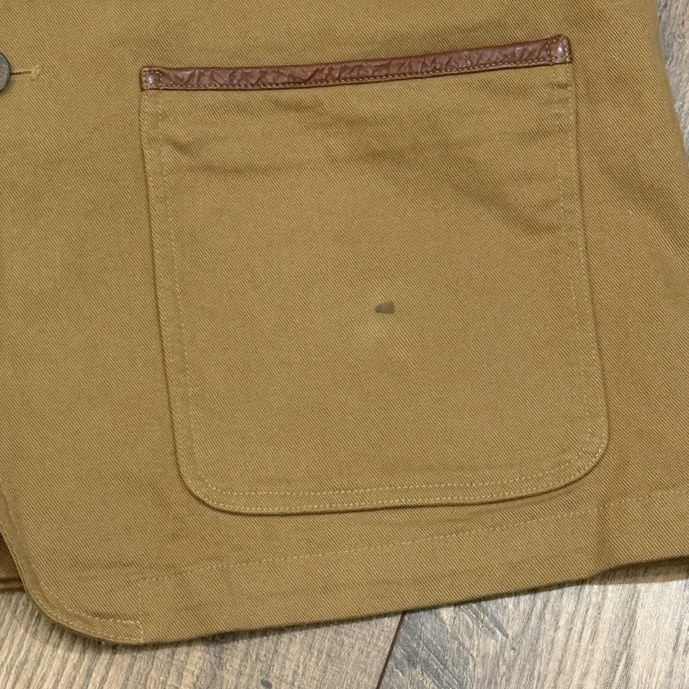 Orvis Blazer Mens L Khaki Zambezi Twill Leather Elbow‎ Patches 2 Button Field - Picture 2 of 7